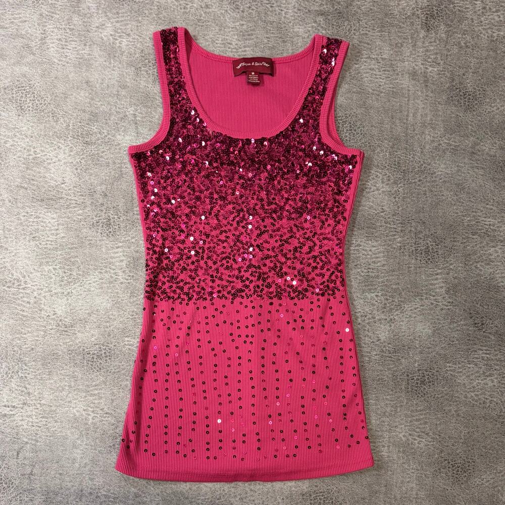 Y2k Hot Pink Sequin Sugar & Spice Tank Top